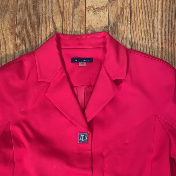 Tommy Hilfiger 3 “button” Cropped Blazer Red Size 6 business causal preppy - Picture 4 of 12